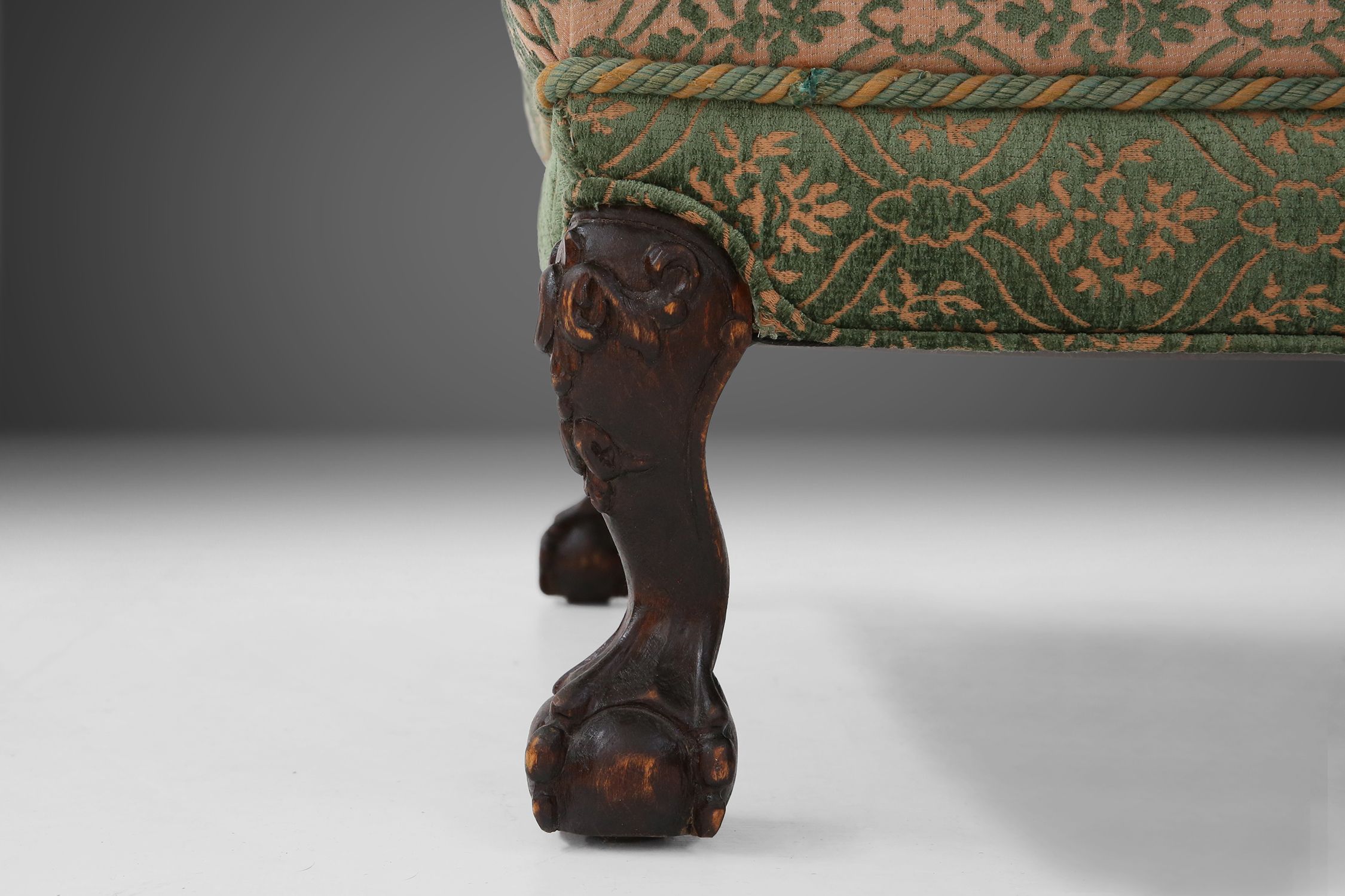 Extra large Victorian sofa and ottoman 1890thumbnail